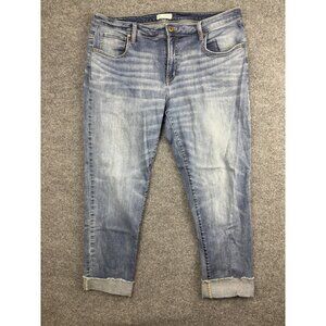 Carve Designs Jeans Womens 14 Blue Light Wash Ankle Crop Cuffed Stretch